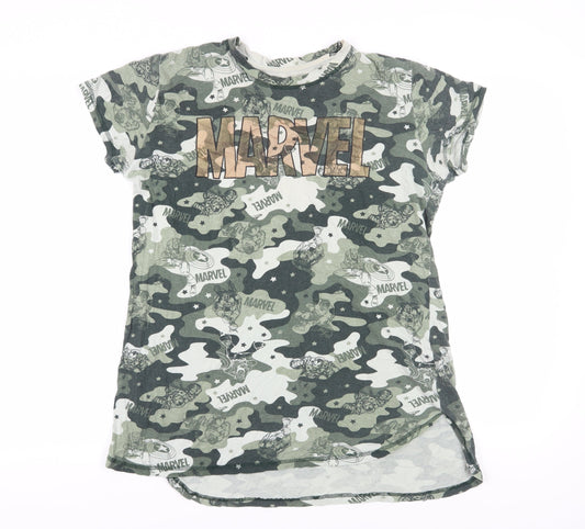 Womens UK Size 10-12 Marvel Green Basic T-Shirt