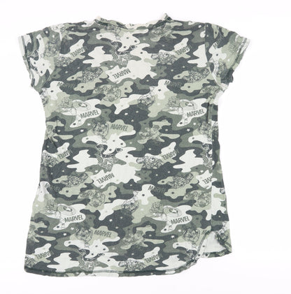 Womens UK Size 10-12 Marvel Green Basic T-Shirt