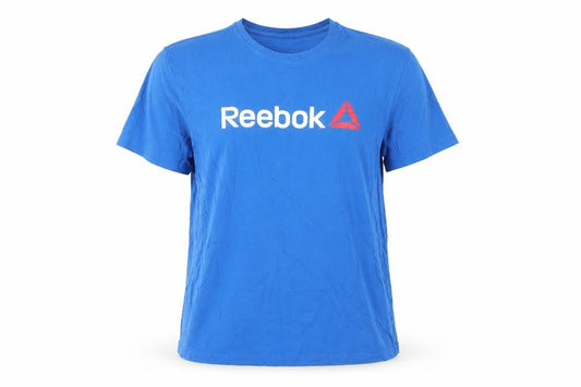 Front view of Reebok Blue unisex xl t-shirt regular style