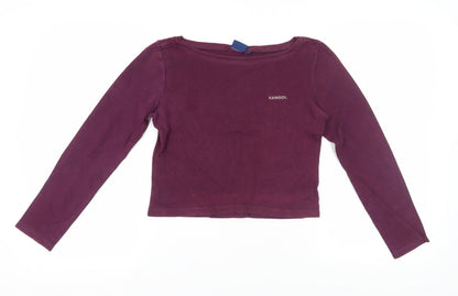 Womens UK Size M Kangol Purple Cropped T-Shirt
