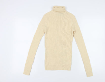Brave Soul Women's Beige Roll Neck Jumper Size S