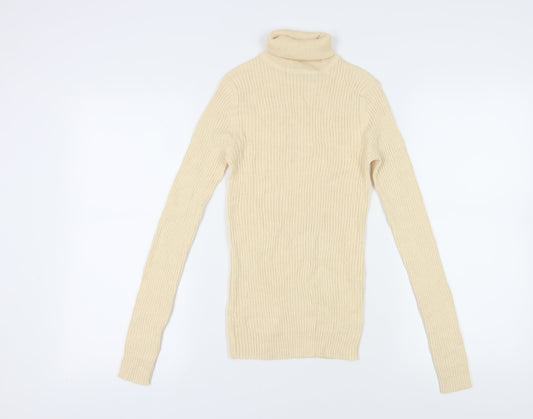 Brave Soul Women's Beige Roll Neck Jumper Size S