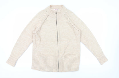 Womens UK Size M Thermolactyl by Damart Beige Full Zip Jumper