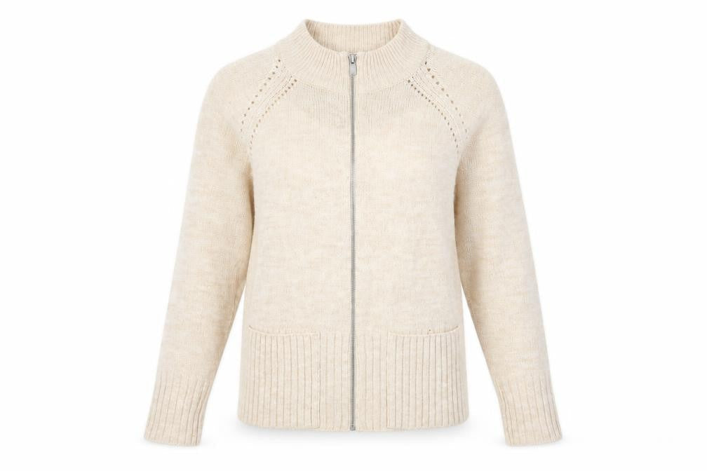 Womens UK Size M Thermolactyl by Damart Beige Full Zip Jumper