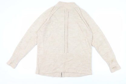 Womens UK Size M Thermolactyl by Damart Beige Full Zip Jumper