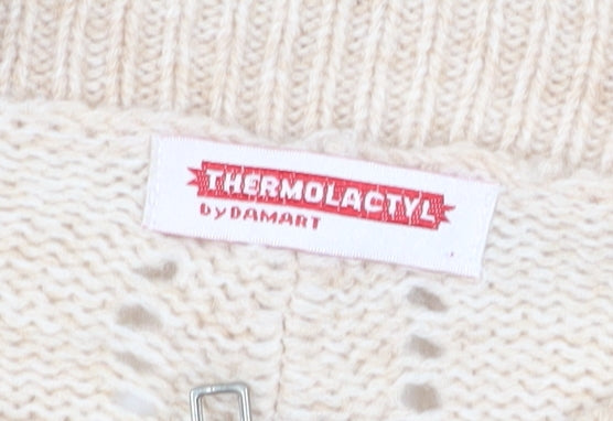 Womens UK Size M Thermolactyl by Damart Beige Full Zip Jumper