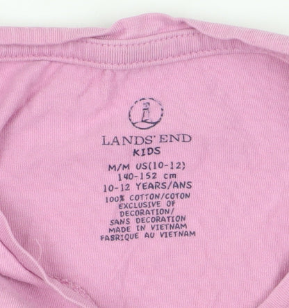 Lands' End Girls Pink Graphic T-Shirt, Summer Casual Wear