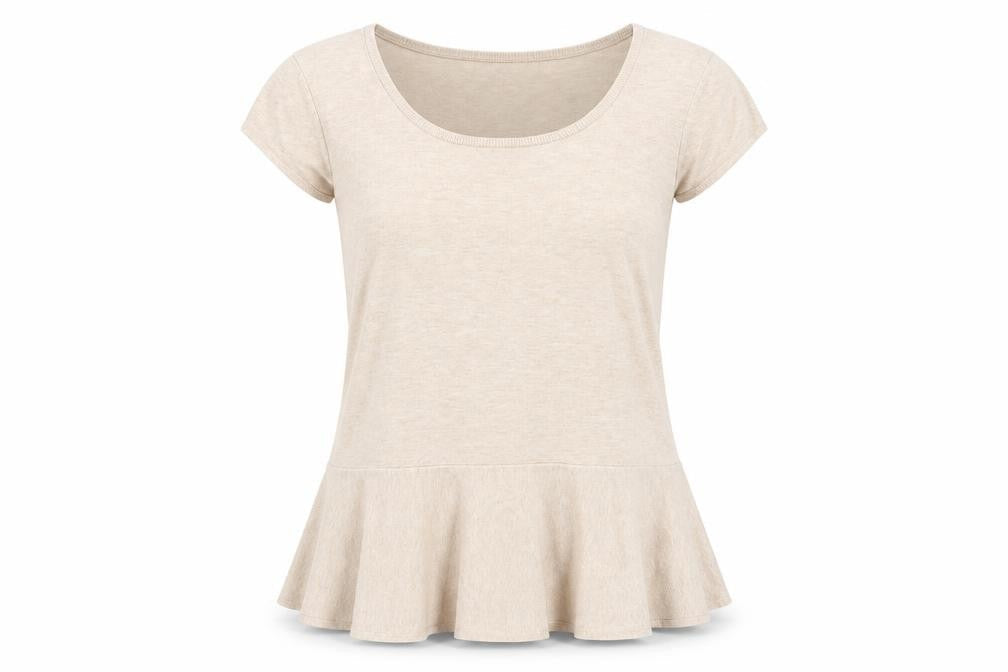 Womens UK Size L Linea Beige Basic T-Shirt