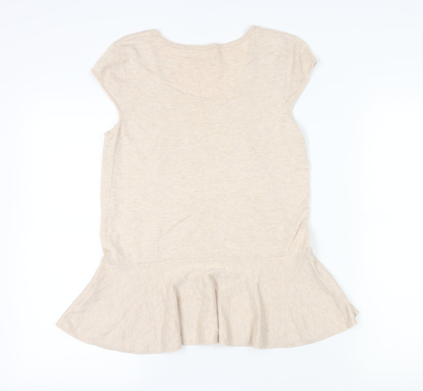 Womens UK Size L Linea Beige Basic T-Shirt