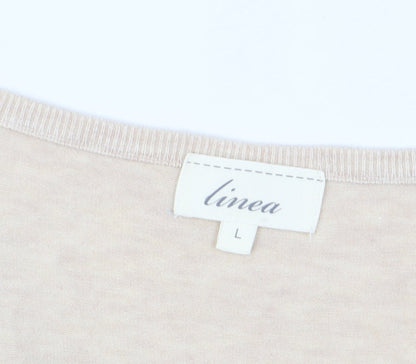 Womens UK Size L Linea Beige Basic T-Shirt