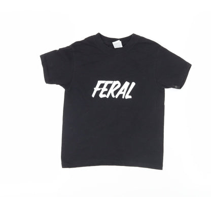 Russell Girls Black M Basic T-Shirt Short Sleeve