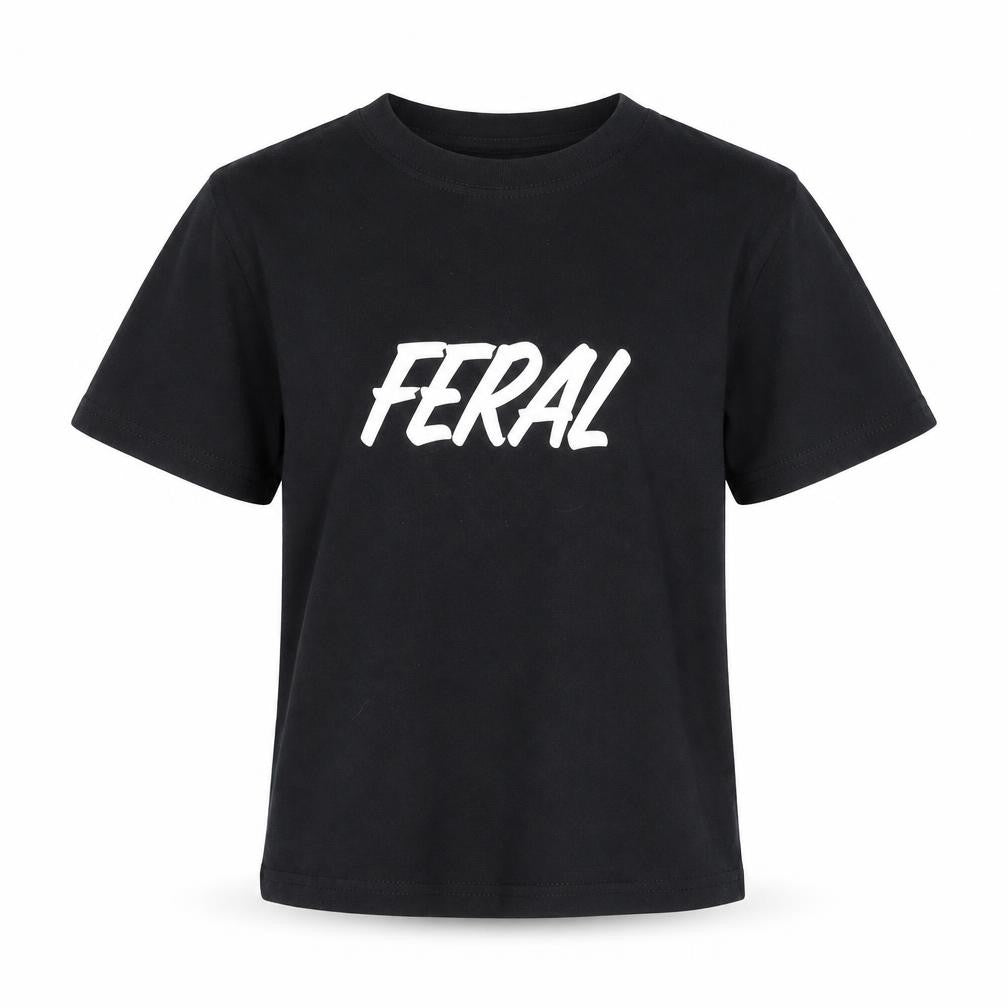Front view of Russell girls’ black m basic t-shirt short sleeve