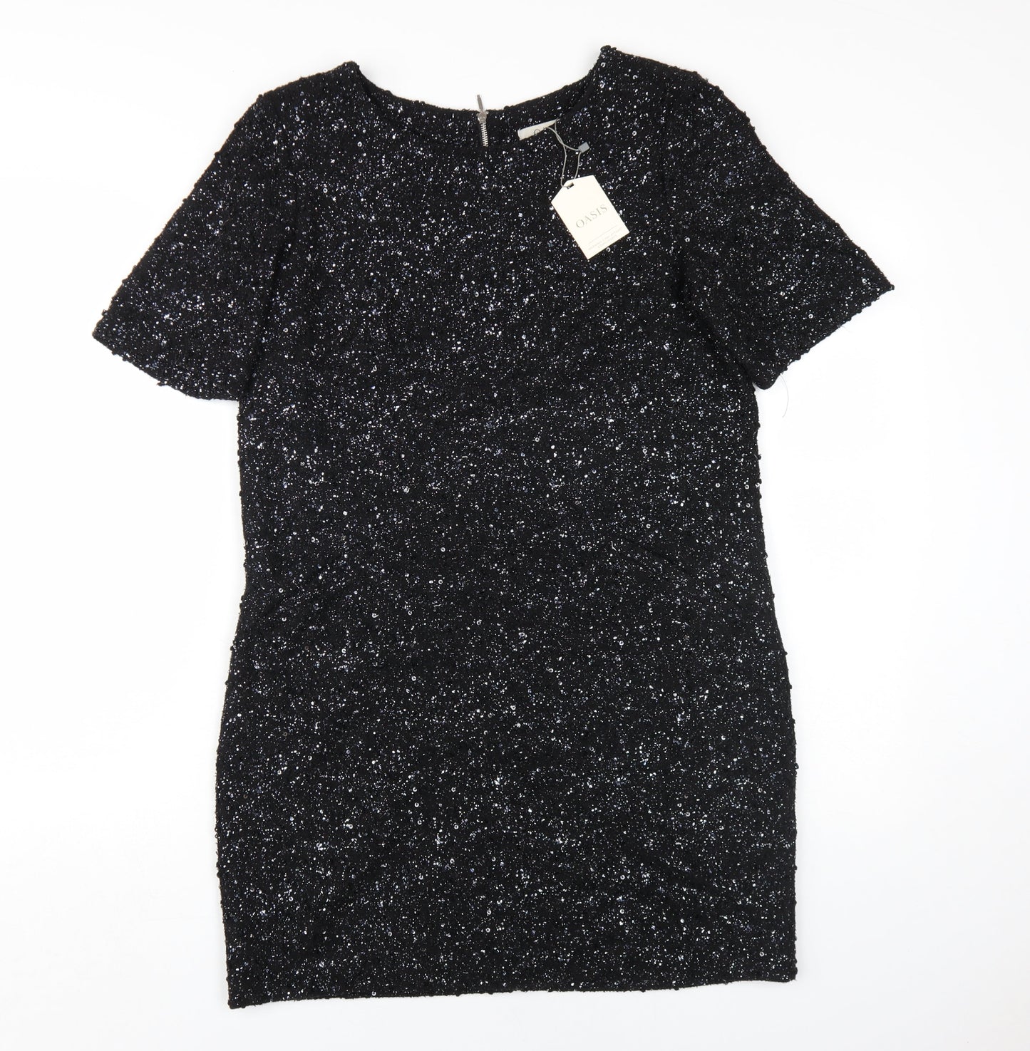 Oasis Women’s Black Sequin Sheath Dress S
