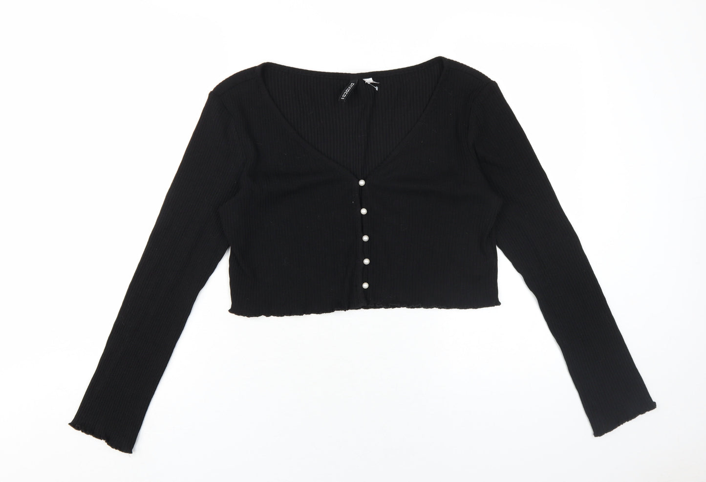 Womens UK Size M H&M Black Cropped Blouse