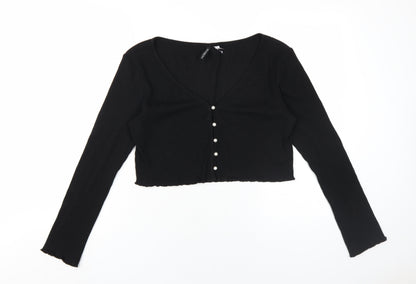 Womens UK Size M H&M Black Cropped Blouse