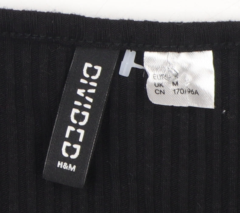 Womens UK Size M H&M Black Cropped Blouse