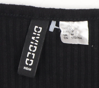 Womens UK Size M H&M Black Cropped Blouse
