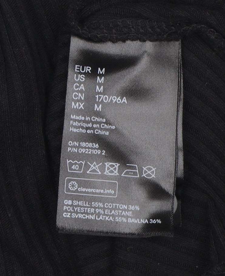 Womens UK Size M H&M Black Cropped Blouse