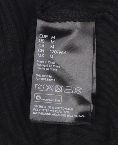 Womens UK Size M H&M Black Cropped Blouse