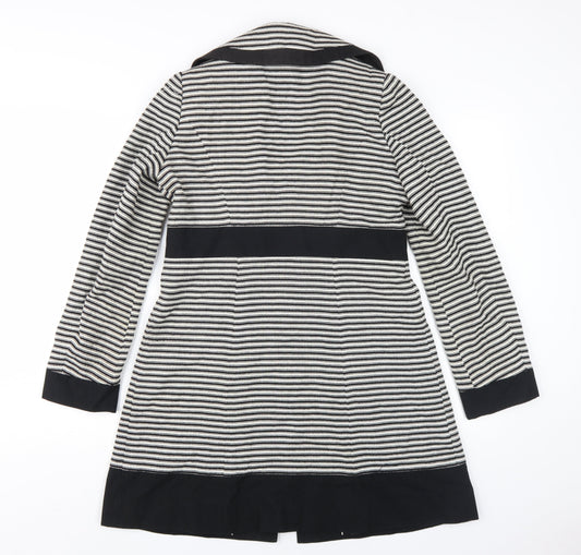 Marks & Spencer Women's Black Stripe Pea Coat Size 10