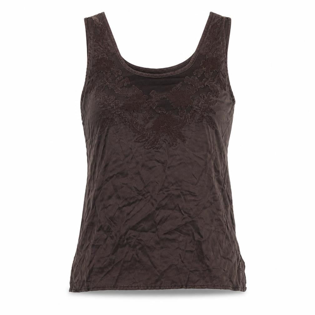 Zara Women's Brown Embroidered Tank - Size S, Casual Style