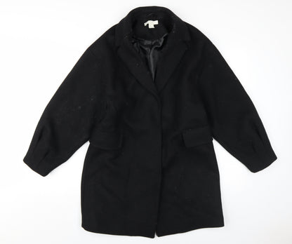 Womens UK Size 12 H&M Black Overcoat