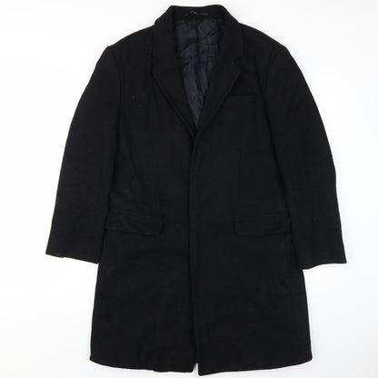 Mens UK Size 16 H&M Black Overcoat