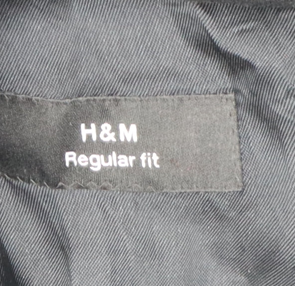 Mens UK Size 16 H&M Black Overcoat