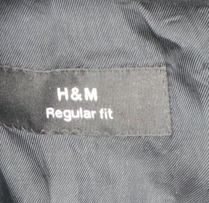 Mens UK Size 16 H&M Black Overcoat