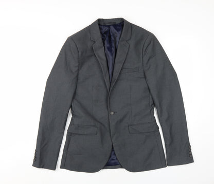 Mens UK Size 34 Topman Regular Grey Suit Jacket