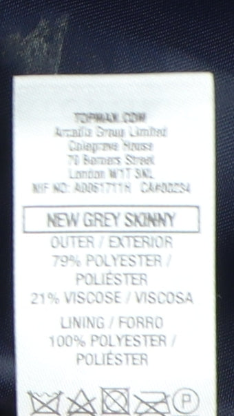 Mens UK Size 34 Topman Regular Grey Suit Jacket