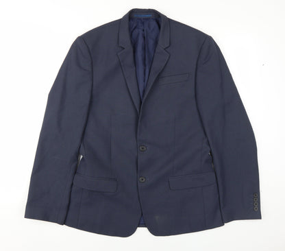 Mens UK Size 38 River Island Regular Blue Suit Jacket