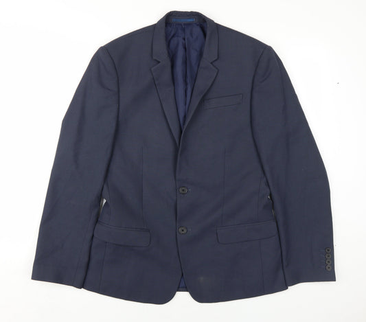 Mens UK Size 38 River Island Regular Blue Suit Jacket