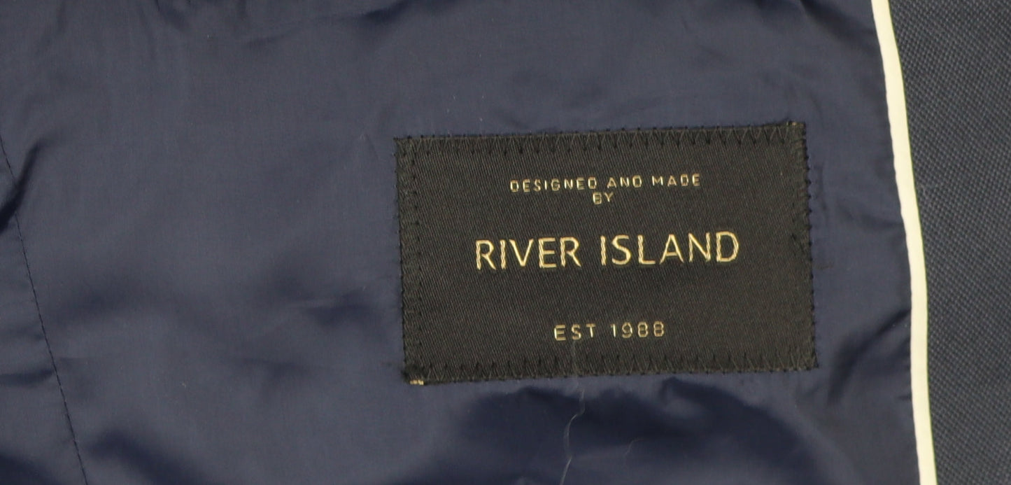 Mens UK Size 38 River Island Regular Blue Suit Jacket