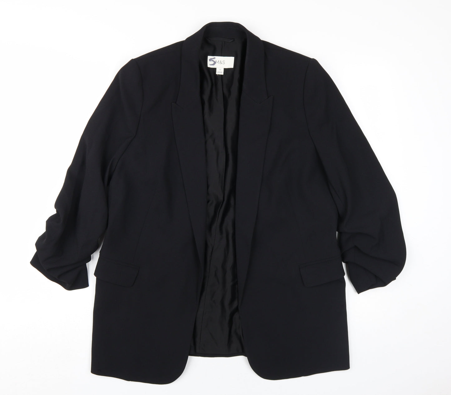 M&S Women's Black Blazer, UK 12, Notch Lapel, Lined