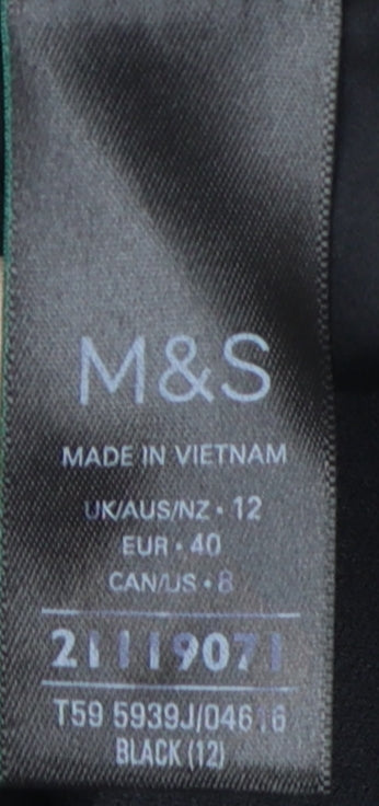 M&S Women's Black Blazer, UK 12, Notch Lapel, Lined