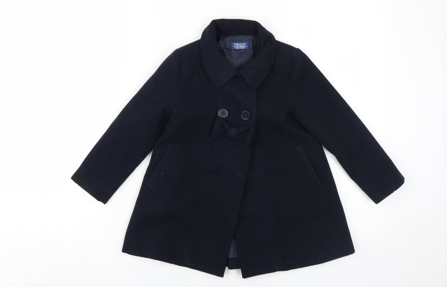 Minoti Girls Black Pea Coat 3-4 Years Lined Casual Wear