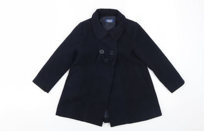Minoti Girls Black Pea Coat 3-4 Years Lined Casual Wear