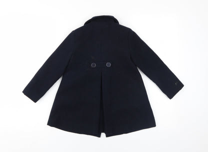 Minoti Girls Black Pea Coat 3-4 Years Lined Casual Wear