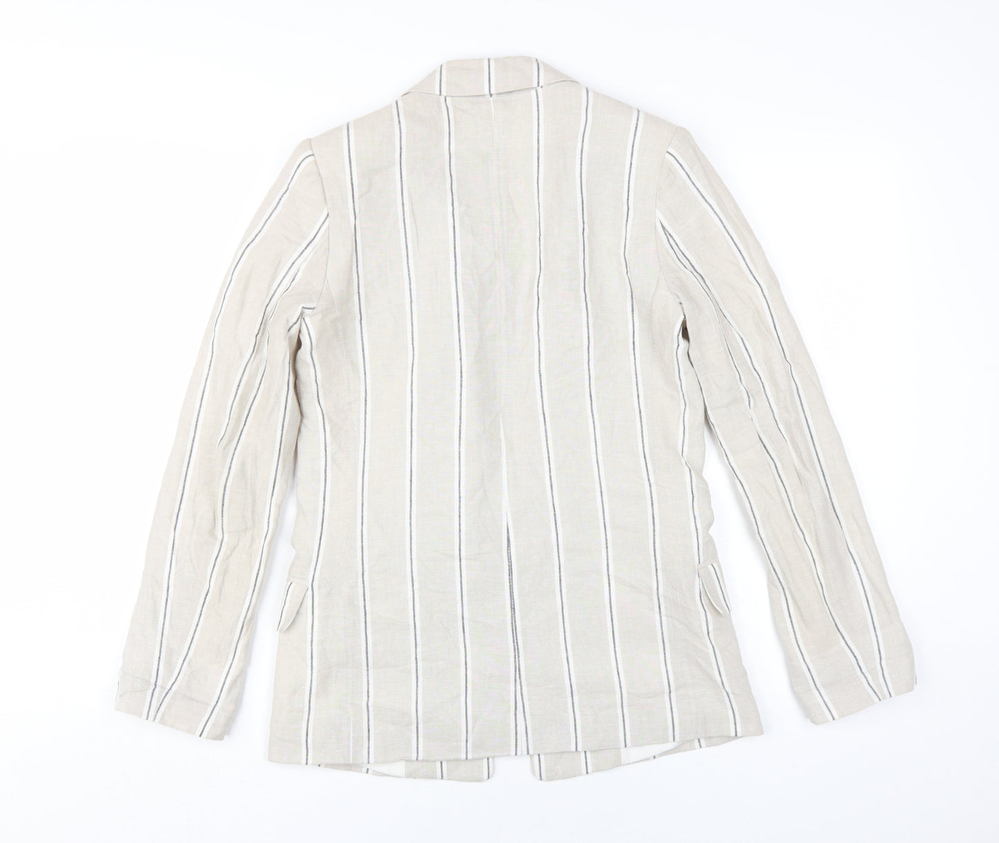 H&M Women's Beige Striped Blazer Regular Fit