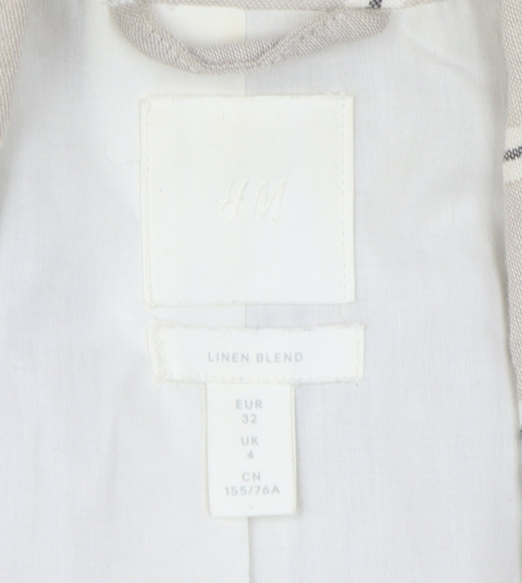 H&M Women's Beige Striped Blazer Regular Fit