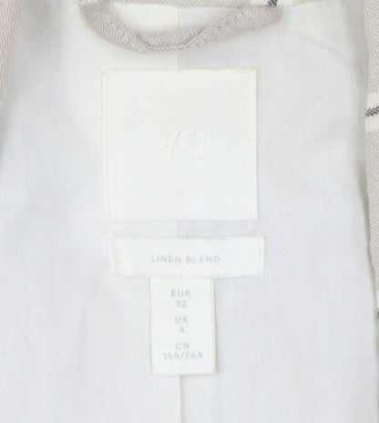 H&M Women's Beige Striped Blazer Regular Fit