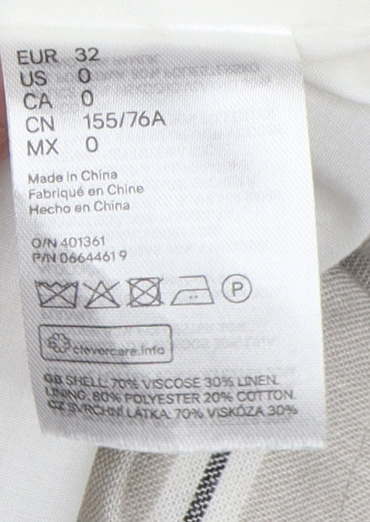 H&M Women's Beige Striped Blazer Regular Fit