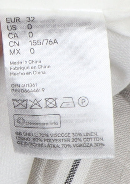 H&M Women's Beige Striped Blazer Regular Fit