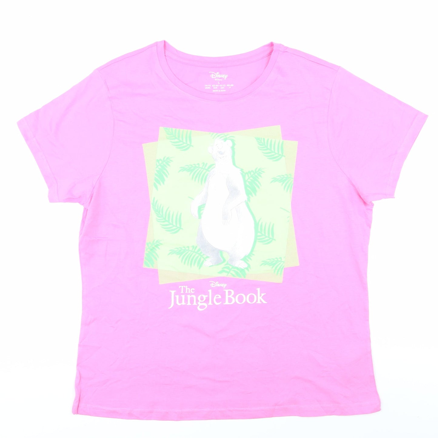 Womens UK Size L Disney Pink Basic T-Shirt