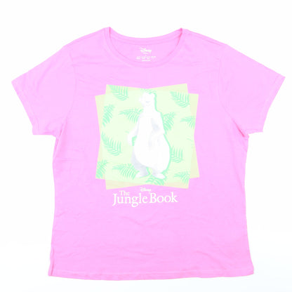 Womens UK Size L Disney Pink Basic T-Shirt