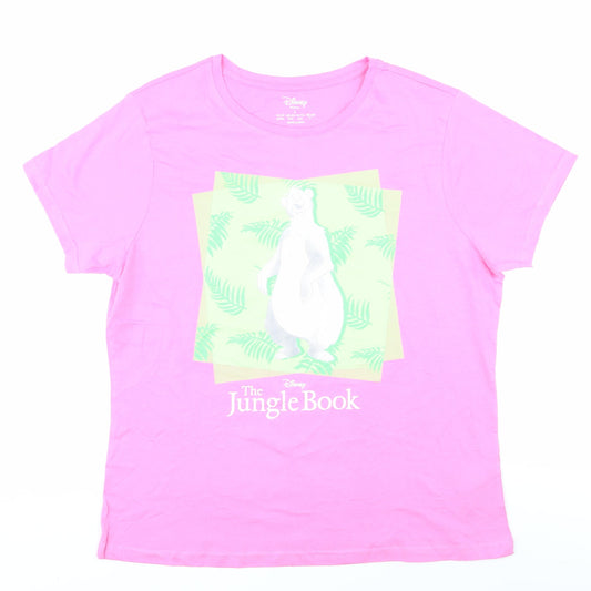 Womens UK Size L Disney Pink Basic T-Shirt