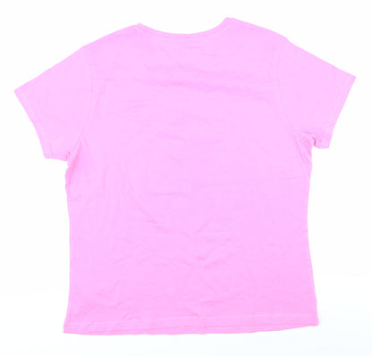 Womens UK Size L Disney Pink Basic T-Shirt