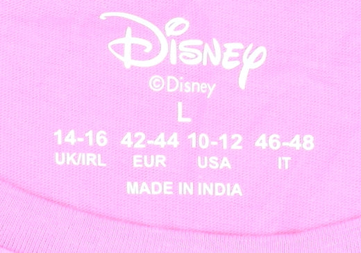 Womens UK Size L Disney Pink Basic T-Shirt