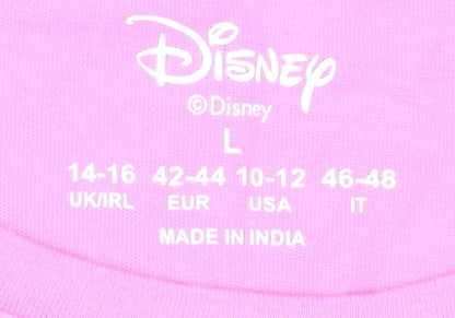 Womens UK Size L Disney Pink Basic T-Shirt